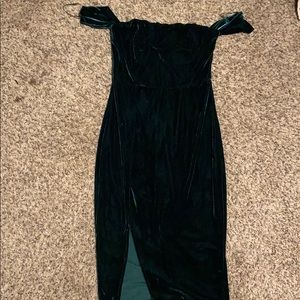 Fashion Nova Hunter Green Velvet Dress